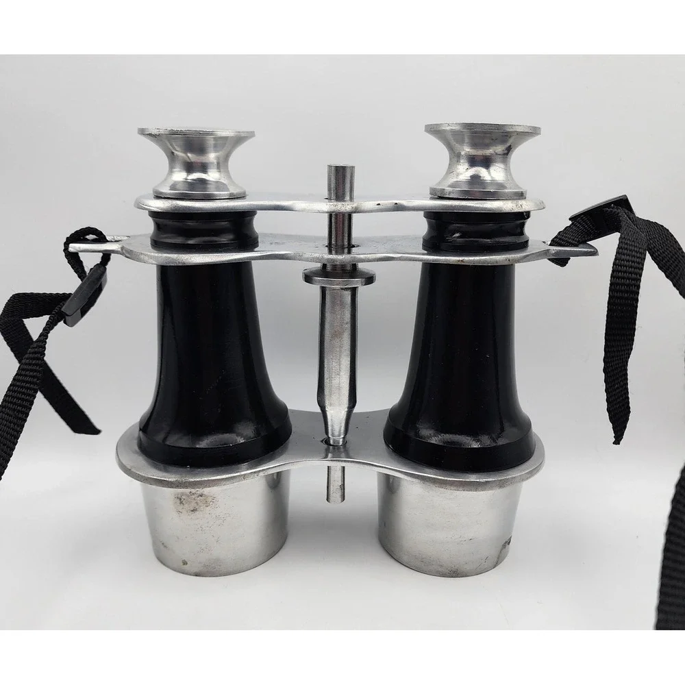 Vintage faux binoculars home decor, black/ aluminum art Handcrafted in India‎
